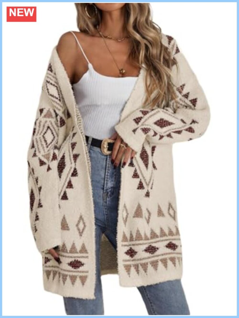 Women's Open Front Long Sleeve Chunky Cardigan Boho Oversized Sweater